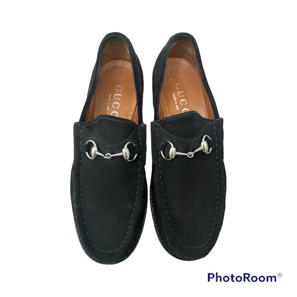 Authentic Gucci black suede loafers
